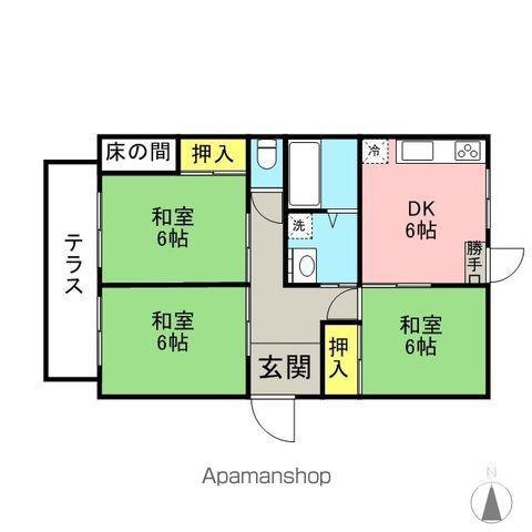 甘木鉄道 西太刀洗駅 徒歩12分 1階建 築40年(3DK)の間取り写真