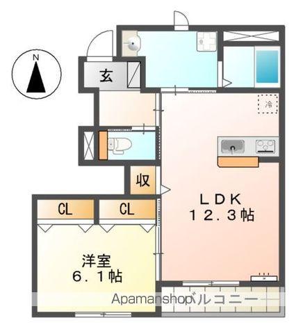 クレッセント若林A(1LDK/1階)の間取り写真