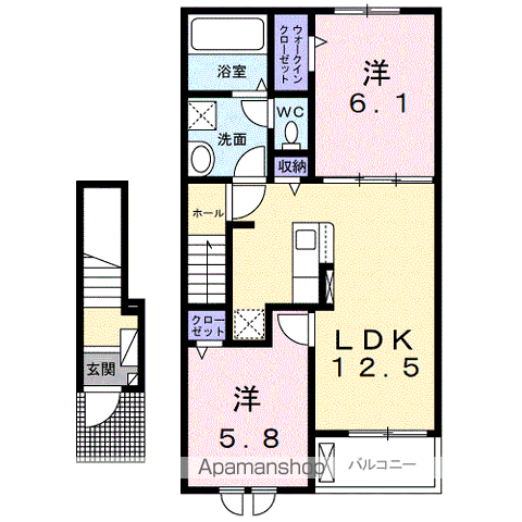 バイオレット(2LDK/2階)の間取り写真
