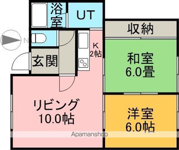 コーポツルハ(2DK/2階)の間取り写真