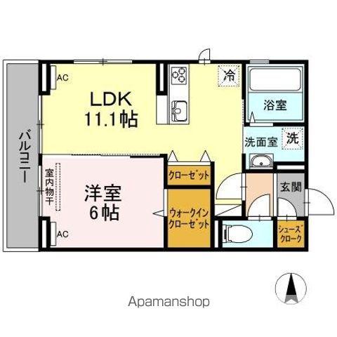 徳島線 蔵本駅 徒歩15分 3階建 築6年(1LDK/3階)の間取り写真