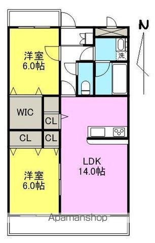 HILL SIDE 1(2LDK/3階)の間取り写真