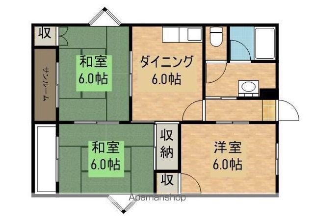 サンロード寿A棟(3DK/3階)の間取り写真