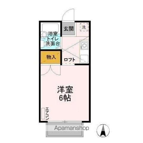 グリーンプラザB(ワンルーム/2階)の間取り写真