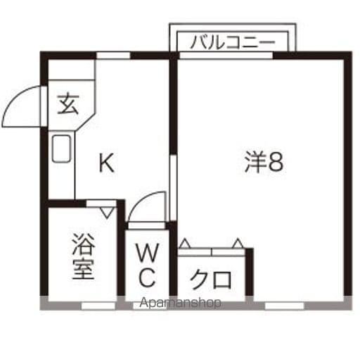 スワンロードK(1K/2階)の間取り写真