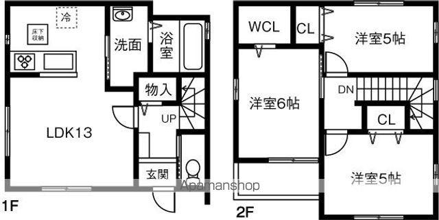 名鉄各務原線 高田橋駅 徒歩3分 2階建 新築(3LDK)の間取り写真