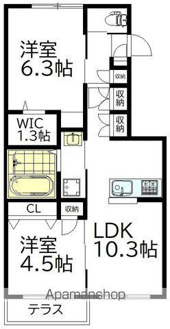 シャルマン シェソワ(2LDK/1階)の間取り写真