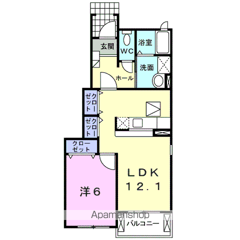 アラモードさくらⅣ(1LDK/1階)の間取り写真