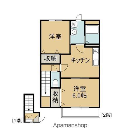 サニープレイス B棟(2DK/2階)の間取り写真