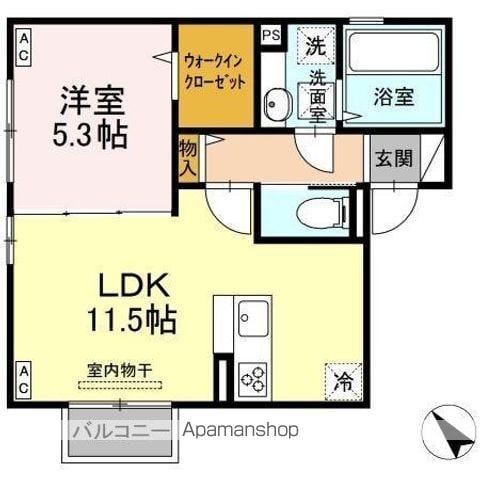 D-ROOM楠木(1LDK/1階)の間取り写真