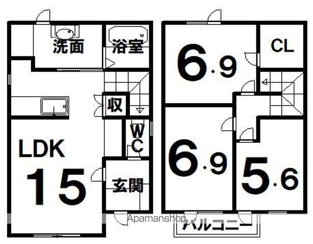 根室本線 帯広駅 バス乗車時間：18分 西１７条北１丁目バス停で下車 徒歩2分 2階建 築3年(3LDK)の間取り写真