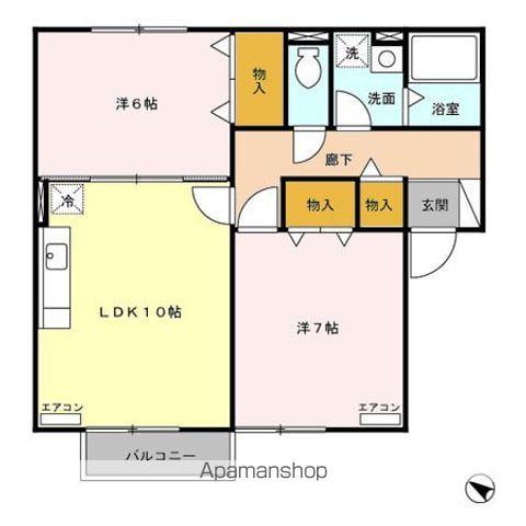 ベルボンヌ A/B(2LDK/2階)の間取り写真