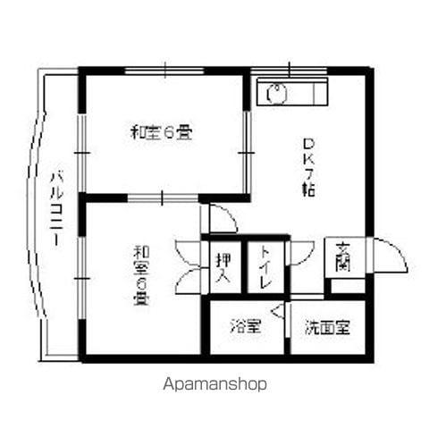 時枝コーポラス(2DK/4階)の間取り写真