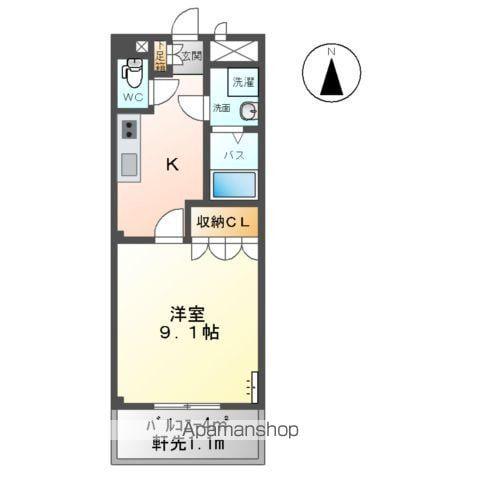 フロイデB(1K/1階)の間取り写真