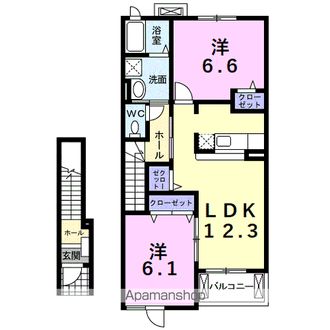 マジュネス(2LDK/2階)の間取り写真