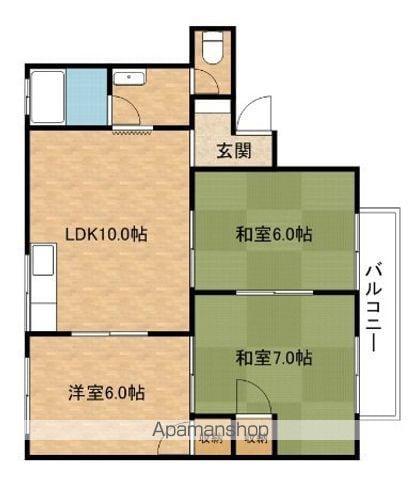 シャルム井原里(3LDK/2階)の間取り写真