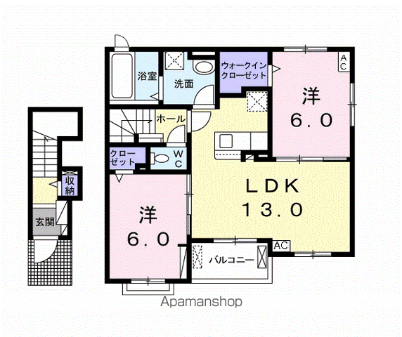 ソフィアフルールⅠ(2LDK/2階)の間取り写真