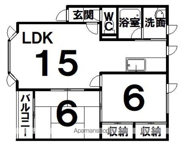 ハッピーハウス12B(2LDK/2階)の間取り写真