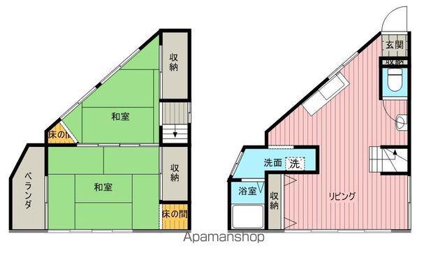 山口県周南市 2階建 築55年(2LDK)の間取り写真