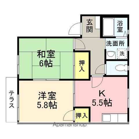 リバ-サイドハウス(2K/1階)の間取り写真