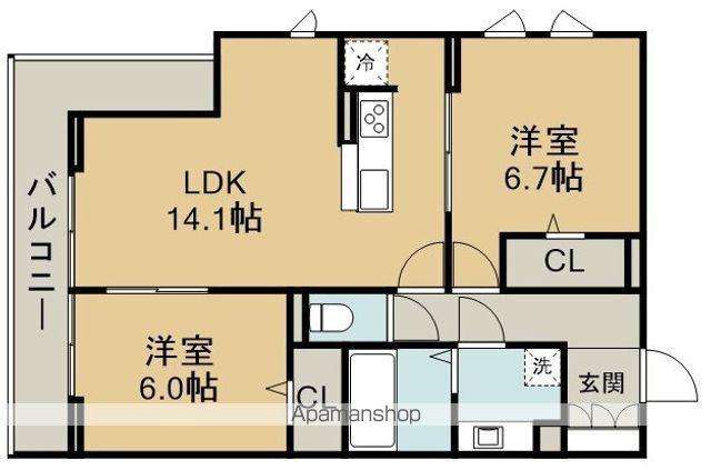 プレジール(2LDK/3階)の間取り写真