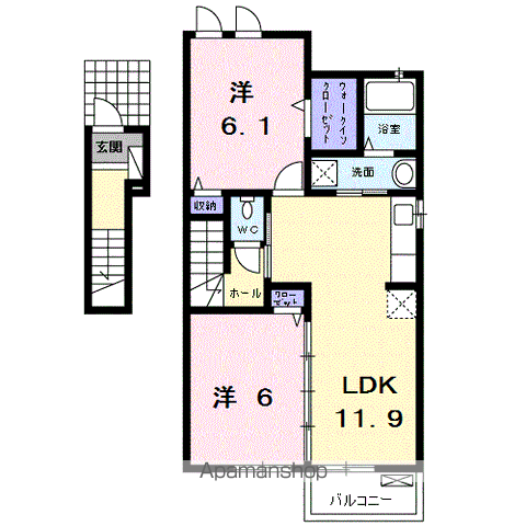 サンシャイン城南B(2LDK/2階)の間取り写真