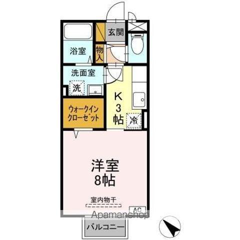 スプリング・K(1K/2階)の間取り写真