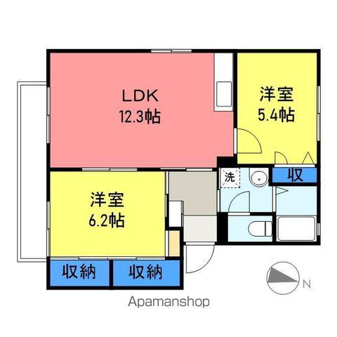 ディアコート壱・弐番館(2LDK/2階)の間取り写真