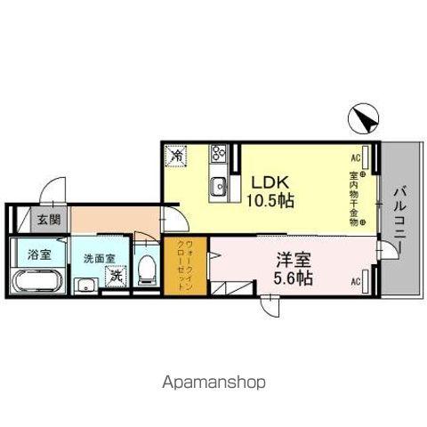 フォンテーヌB(1LDK/2階)の間取り写真