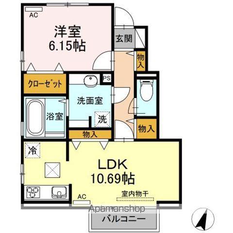 ハピネスアイワ(1LDK/1階)の間取り写真
