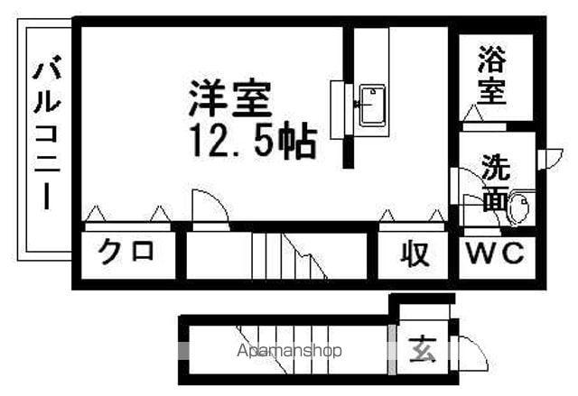 ジェルメミニヨン(ワンルーム/2階)の間取り写真