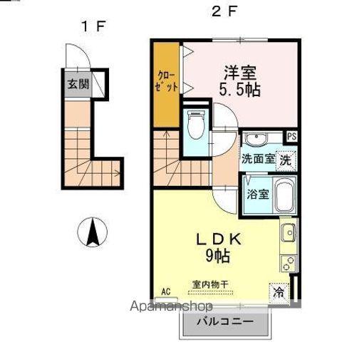 ベルネージュ(1LDK/2階)の間取り写真