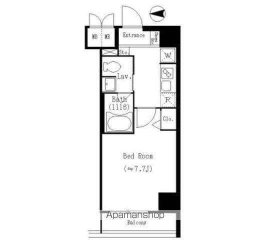 KDXレジデンス両国(1K/2階)の間取り写真