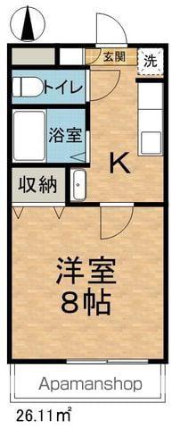 オークハイツ(1K/2階)の間取り写真