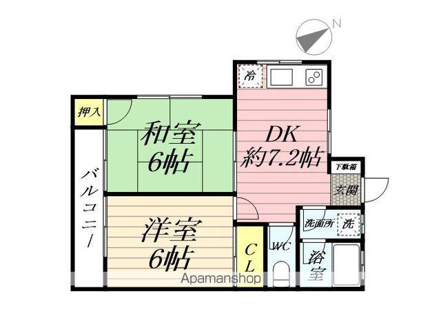 ビレッジハラ(2DK/2階)の間取り写真