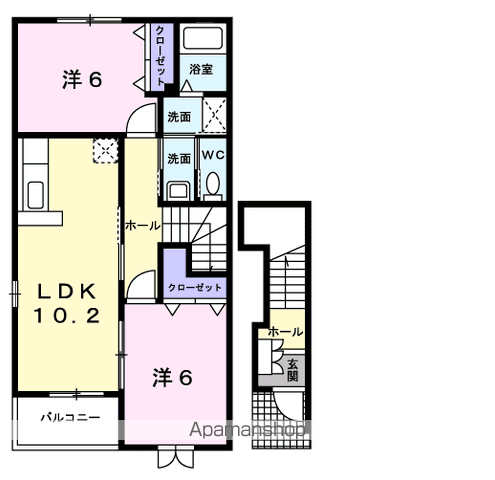 サンシャインⅢ(2LDK/2階)の間取り写真