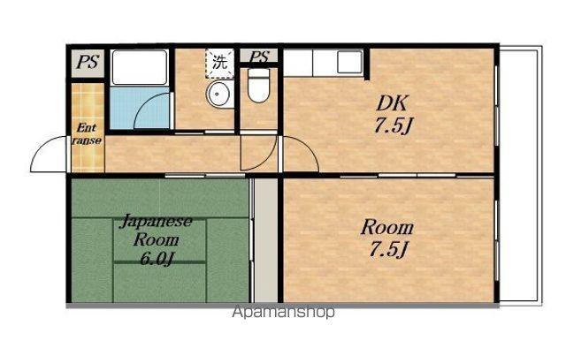 エクシブ(2DK/1階)の間取り写真