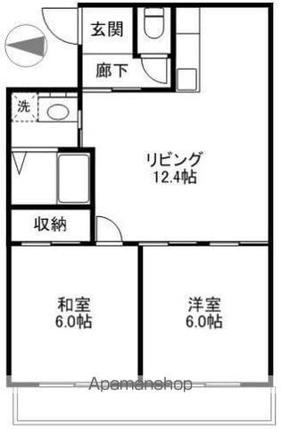 ブランルージュ相生(2LDK/2階)の間取り写真