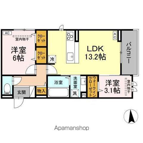 D-ROOM住吉 メゾン・ド・シャノワール(2LDK/2階)の間取り写真