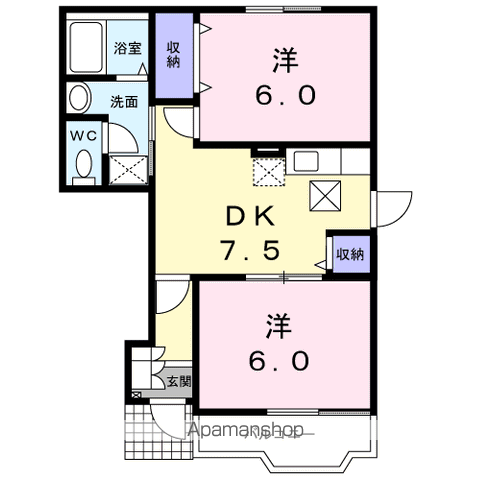 グレースアゼリアA(2DK/1階)の間取り写真