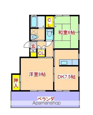 コンチェルト姶良(2DK/1階)の間取り写真