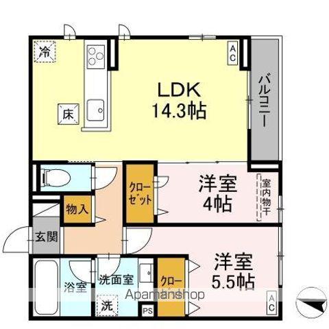 D-ROOM東手城(2LDK/1階)の間取り写真