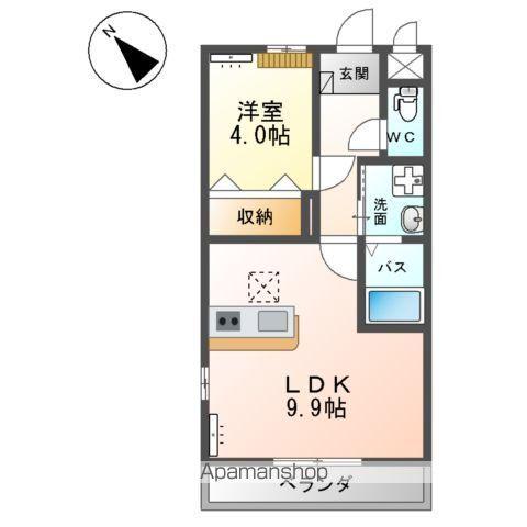 グランディールⅢ(1LDK/1階)の間取り写真