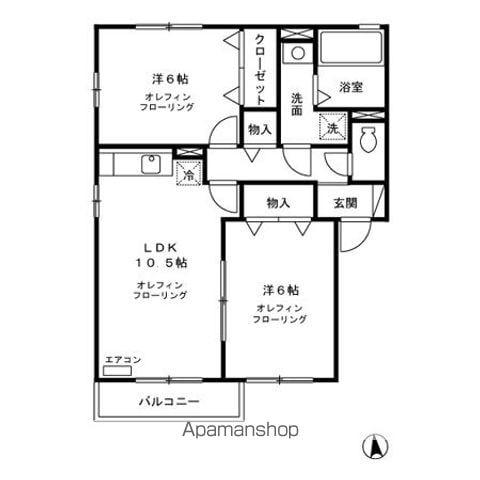 リビングタウン三本柳(2LDK/2階)の間取り写真