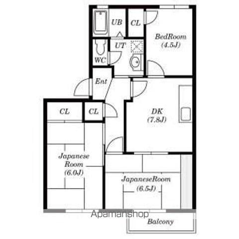 エスポワール北久手AB(3DK/2階)の間取り写真