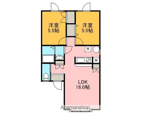 パークサイド花咲(2LDK/1階)の間取り写真