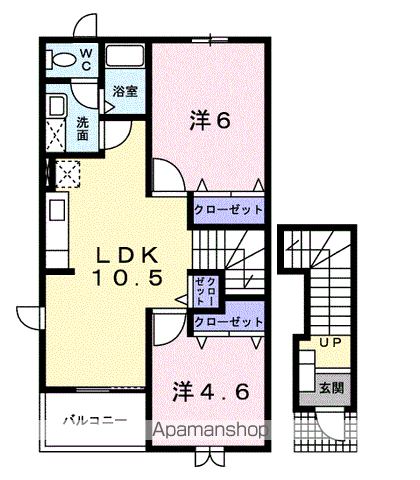 ハイライズMISHIRO(2LDK/2階)の間取り写真