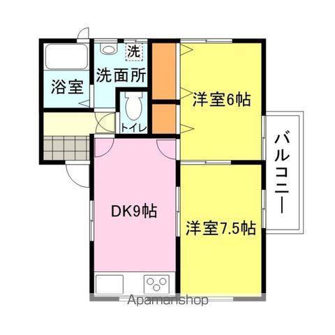 ハイツ宮の前(2DK/1階)の間取り写真