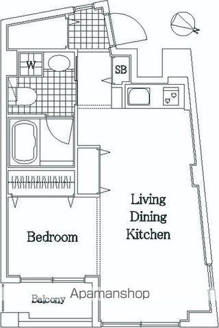 ドウエル府中本町(1LDK/6階)の間取り写真
