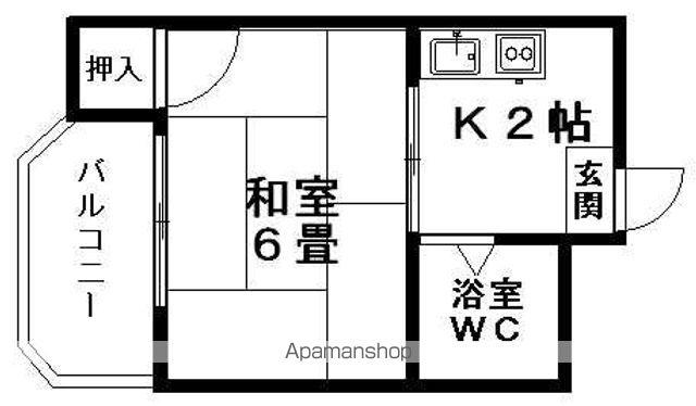 サンレッド(1K/2階)の間取り写真